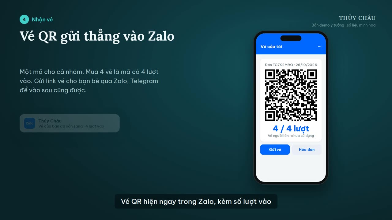 Vé QR 4 lượt trong Zalo